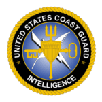 Emblem of the United States Coast Guard Intelligence with key and torch symbols.