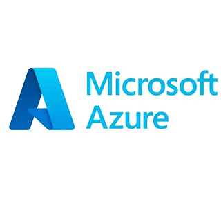 Microsoft Azure logo with blue stylized 'A' and text.